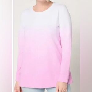 NWT Denim & Co. Regular French Terry Dip Dye Tunic Medium Orchid size Medium